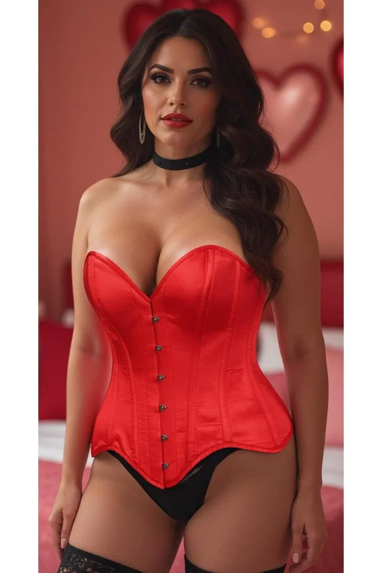 Daisy TD-167 Red Satin Steel Boned Overbust Corset