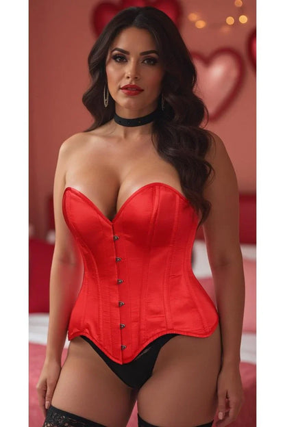 Daisy TD-167 Red Satin Steel Boned Overbust Corset