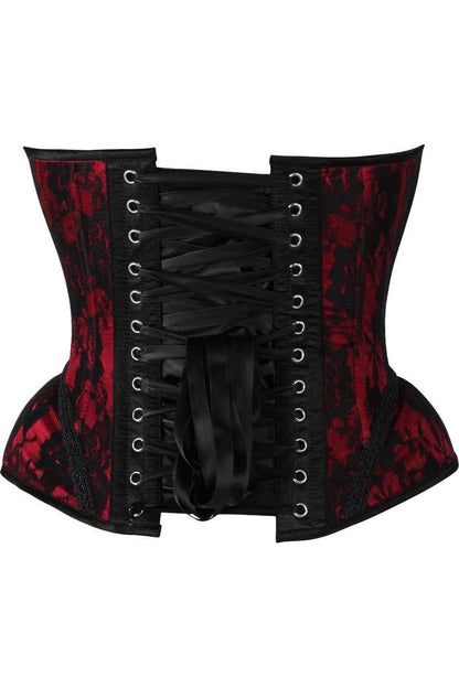 Top Drawer Red w/Black Lace Steel Boned Underwire Bustier Corset - Daisy Corsets
