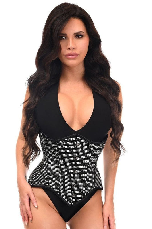 Daisy Rhinestone Double Steel Boned Underbust Waist Cincher Corset