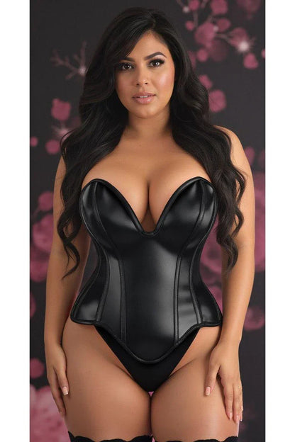 Daisy Corsets TD-417 Black Faux Leather Plunge Neckline Corset
