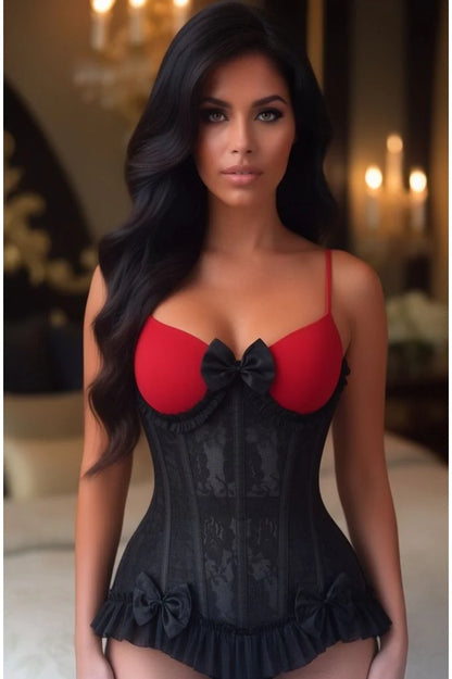 Daisy Steel Boned Black Lace Underwire Burlesque Underbust Corset Cincher
