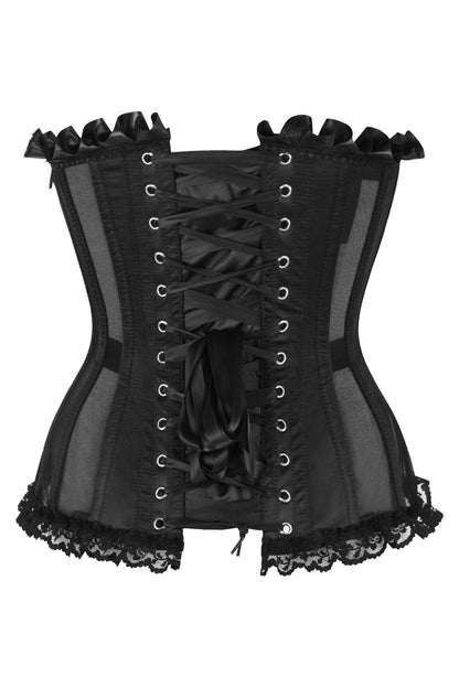 Top Drawer Steel Boned Black Mesh Underwire Bustier Corset - Daisy Corsets