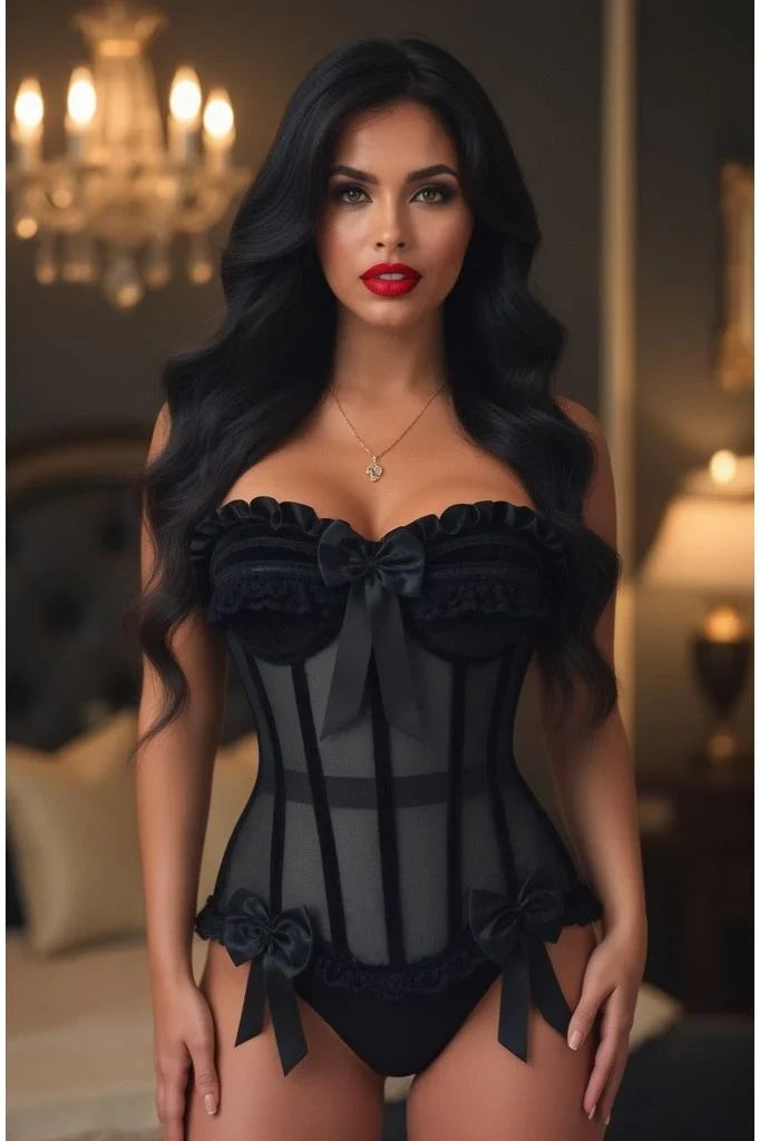 Daisy Corsets TD-406 Mesh & Velvet Underwire Bustier Corset