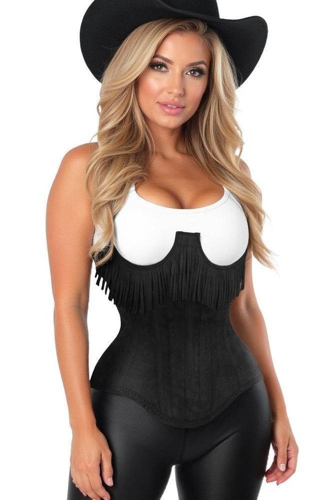Daisy Steel Boned Suede Underwire Underbust Corset Cincher w/Fringe