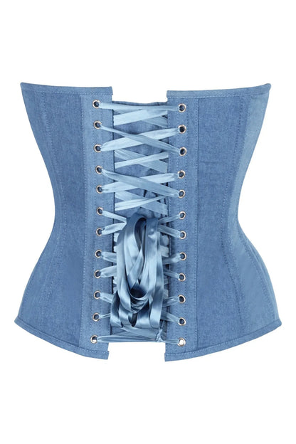 Daisy TD-439 Blue Denim Plunge Neckline Overbust Corset