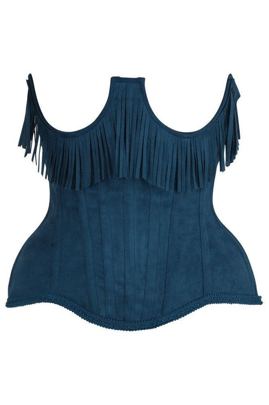 Daisy Steel Boned Suede Underwire Underbust Corset Cincher w/Fringe