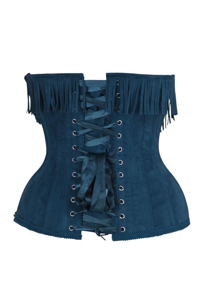 Daisy Steel Boned Suede Underwire Underbust Corset Cincher w/Fringe