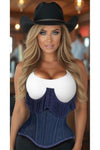 Daisy Steel Boned Denim Underwire Underbust Corset Cincher w/Fringe