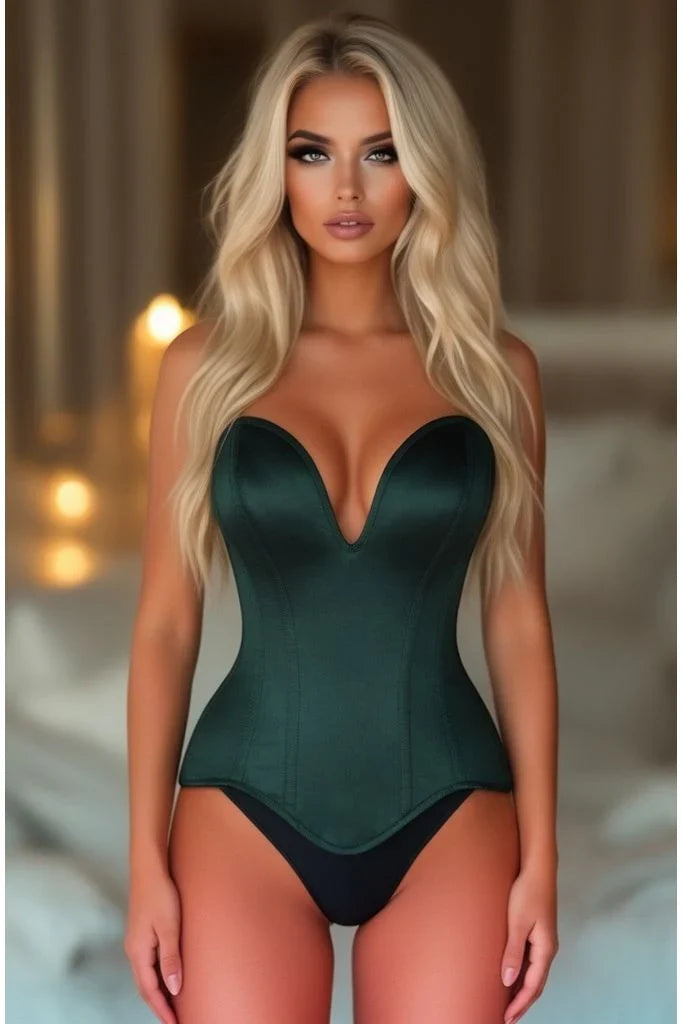 Daisy Corsets TD-424 Green Satin Plunge Neckline Corset