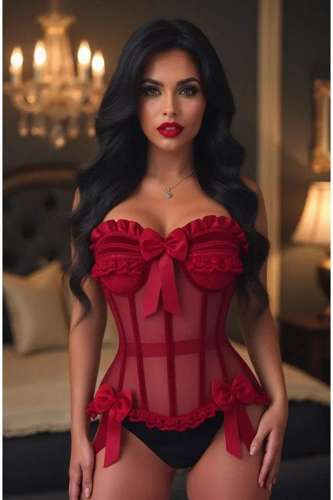 Daisy Corsets TD-399 Mesh & Velvet Underwire Bustier Corset