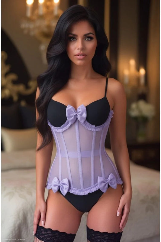 Daisy Steel Boned Mesh Underwire Burlesque Underbust Corset Cincher