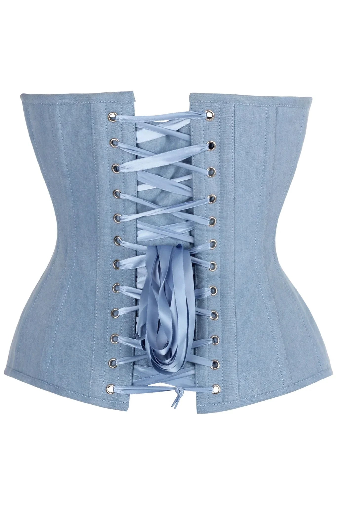 Daisy TD-440 Light Blue Denim Plunge Neckline Overbust Corset