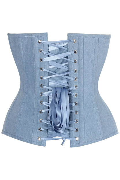 Daisy TD-440 Light Blue Denim Plunge Neckline Overbust Corset