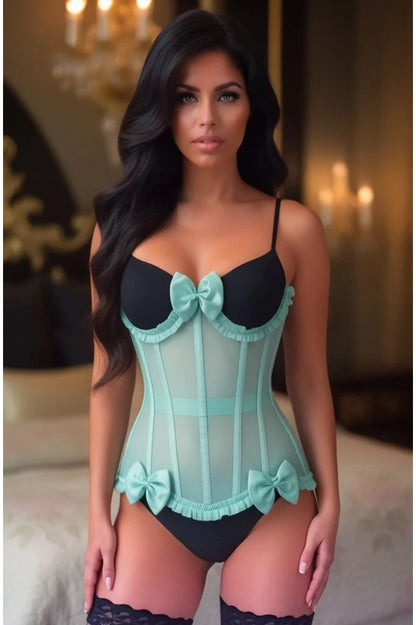 Daisy Steel Boned Mesh Underwire Burlesque Underbust Corset Cincher