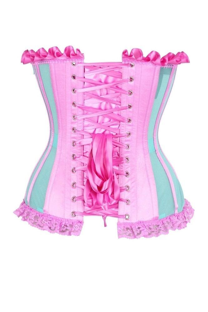 Daisy Steel Boned Mint/Pink Mesh Underwire Bustier Corset