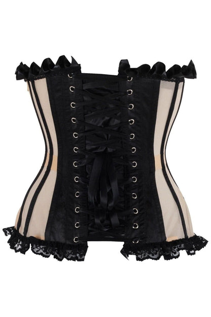 Top Drawer Steel Boned Nude & Black Mesh Underwire Bustier Corset - Daisy Corsets