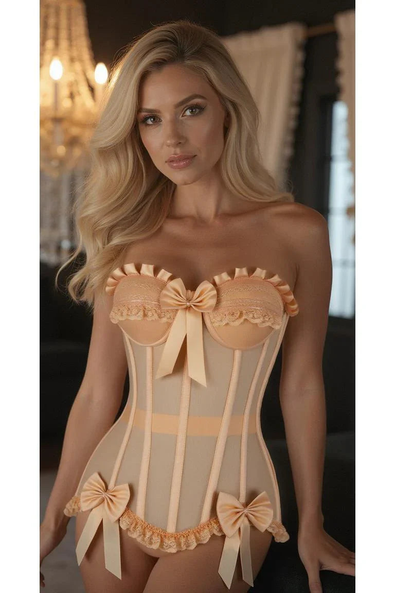 Daisy Steel Boned Nude Mesh Underwire Bustier Corset