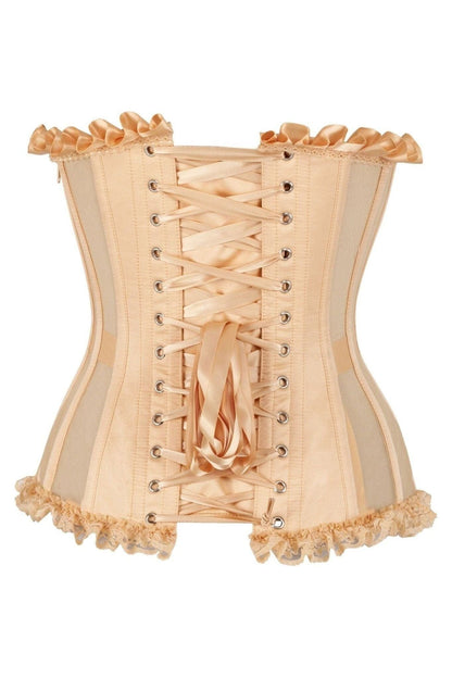 Top Drawer Steel Boned Nude Mesh Underwire Bustier Corset - Daisy Corsets