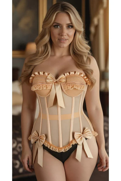 Daisy Steel Boned Nude Mesh Underwire Bustier Corset