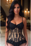 Daisy Steel Boned Lace Underwire Burlesque Underbust Corset Cincher