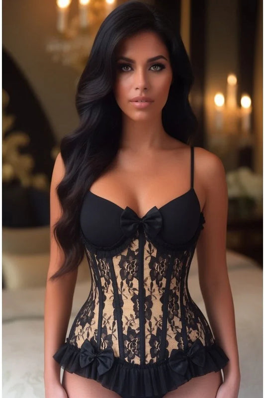 Daisy Steel Boned Lace Underwire Burlesque Underbust Corset Cincher