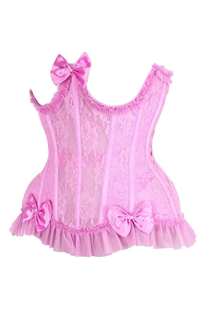 Top Drawer Steel Boned Pink Lace Underwire Burlesque Underbust Corset Cincher - Daisy Corsets