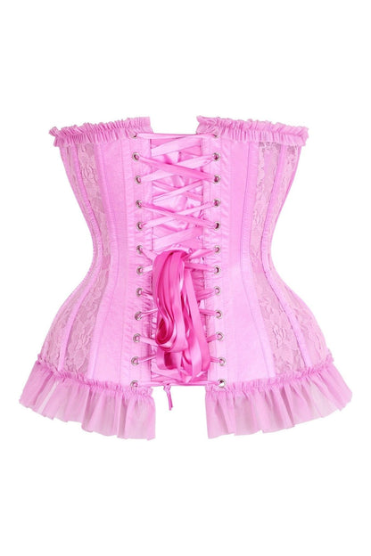 Top Drawer Steel Boned Pink Lace Underwire Burlesque Underbust Corset Cincher - Daisy Corsets