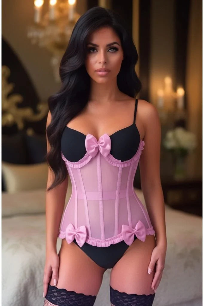 Daisy Steel Boned Mesh Underwire Burlesque Underbust Corset Cincher