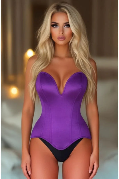 Daisy Corsets TD-423 Purple Satin Plunge Neckline Corset