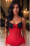 Daisy Steel Boned Red Lace Underwire Burlesque Underbust Corset Cincher