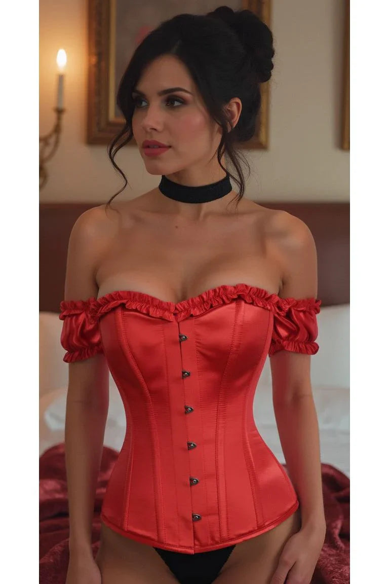Daisy TD-097 Red Satin Overbust Corset w/Sleeves