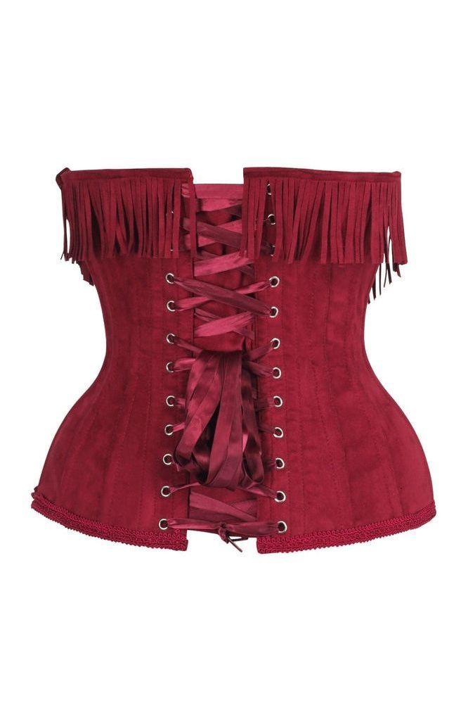 Daisy Steel Boned Suede Underwire Underbust Corset Cincher w/Fringe