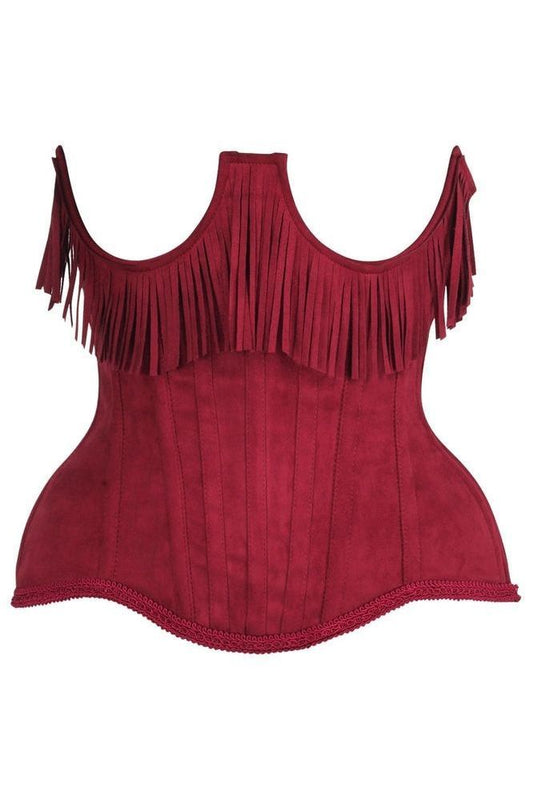 Daisy Steel Boned Suede Underwire Underbust Corset Cincher w/Fringe