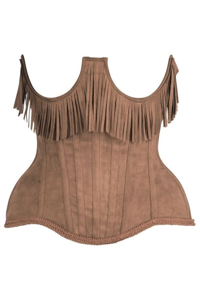 Daisy Steel Boned Suede Underwire Underbust Corset Cincher w/Fringe