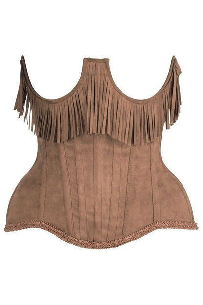 Daisy Steel Boned Suede Underwire Underbust Corset Cincher w/Fringe