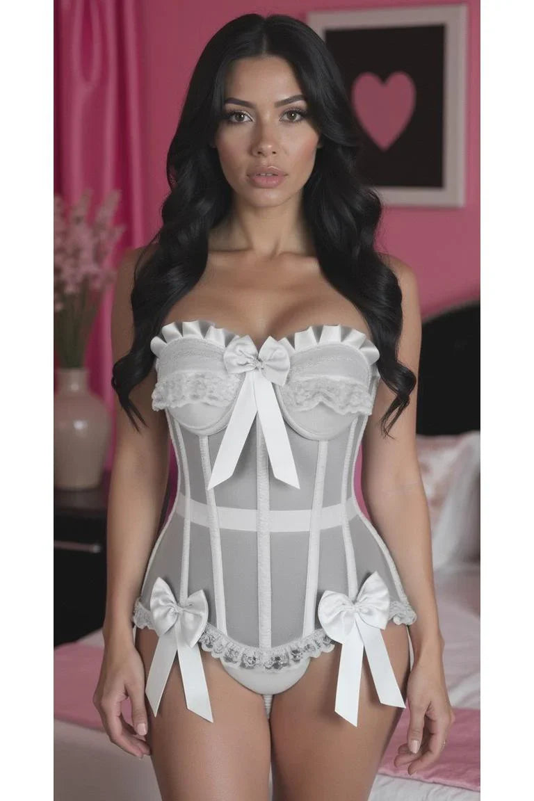 Daisy Steel Boned White Mesh Underwire Bustier Corset