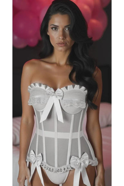 Daisy Steel Boned White Mesh Underwire Bustier Corset
