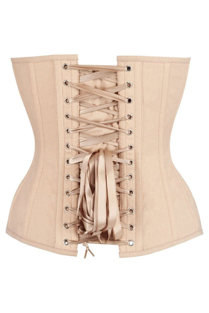 Top Drawer Tan Cotton Steel Boned Overbust Corset - Daisy Corsets