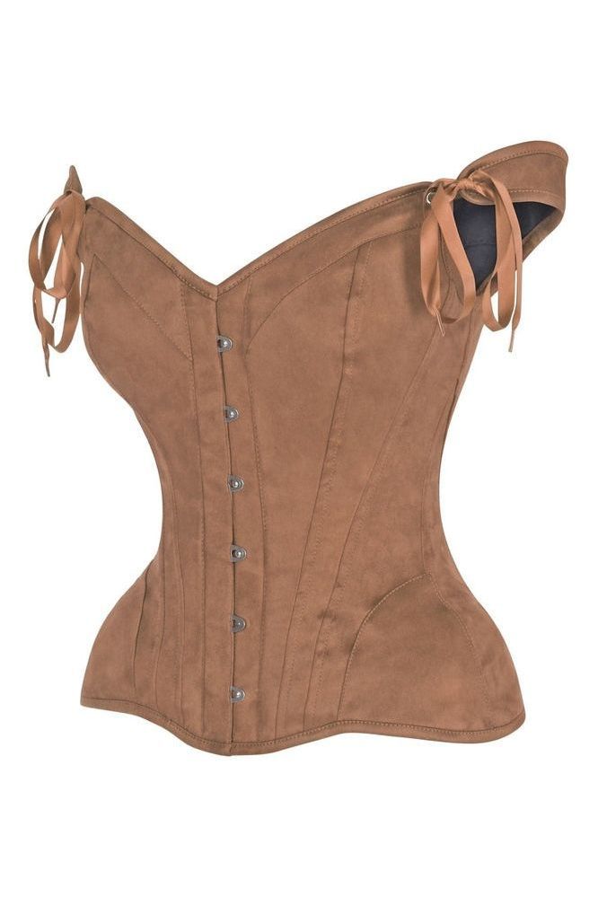 Daisy Tan Suede Steel Boned Corset w/Straps
