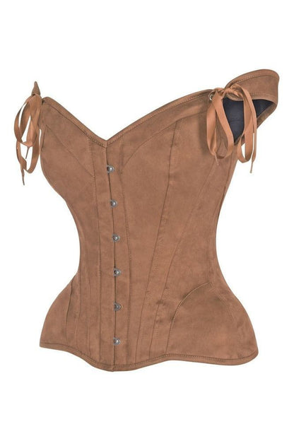 Daisy Tan Suede Steel Boned Corset w/Straps