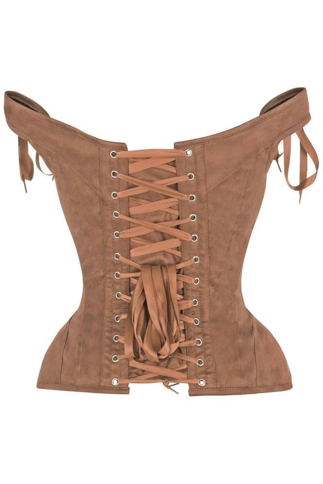 Daisy Tan Suede Steel Boned Corset w/Straps