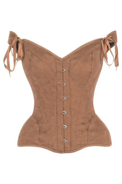 Daisy Tan Suede Steel Boned Corset w/Straps