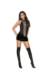 Elegant Moments Plus Vinyl And Mesh Mini Dress
