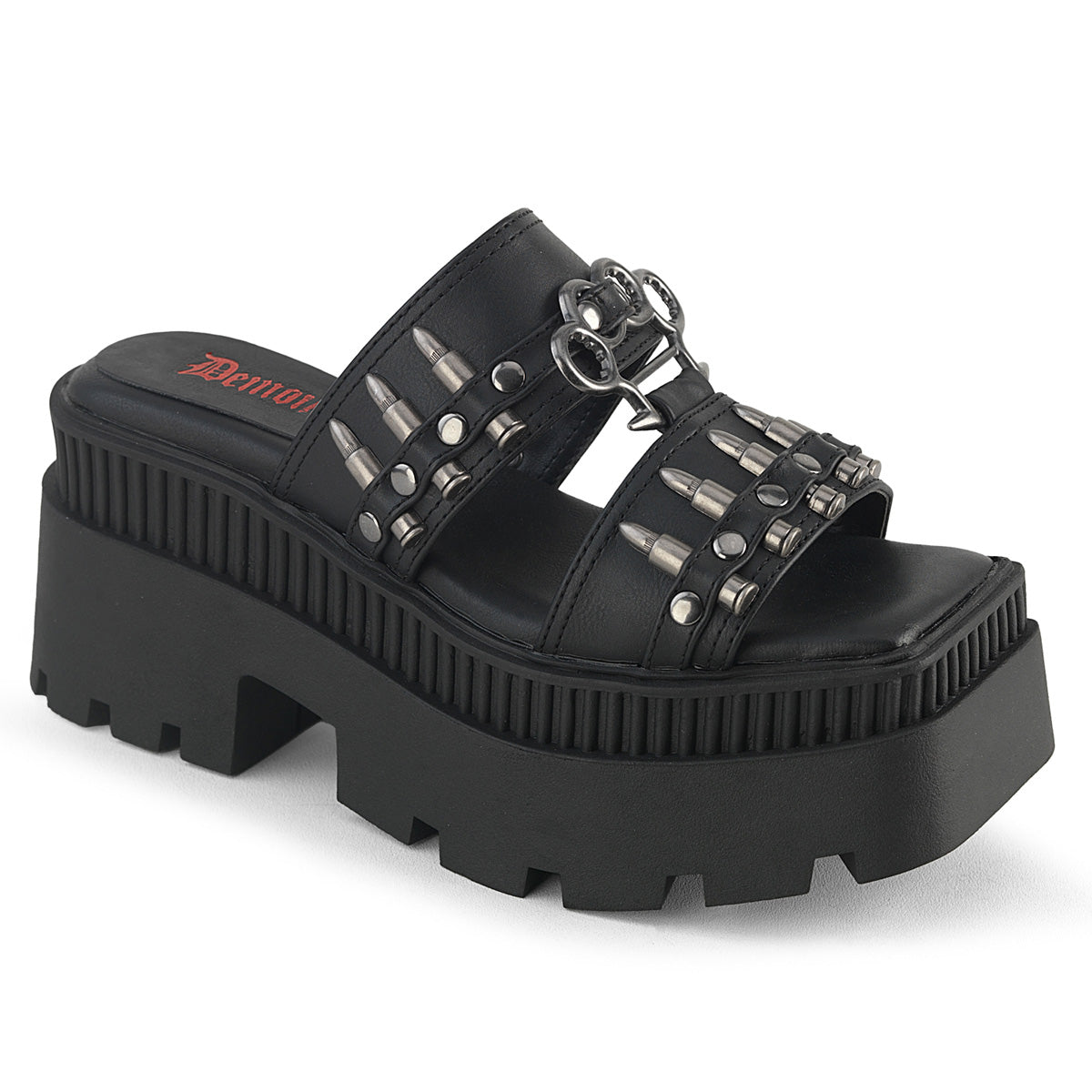 Demonia Wrath-08 Square-Toe Double Strap Slide Sandal