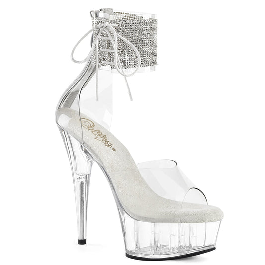 Pleaser Delight-624RS Rhinestone Embellished Ankle Cuff Sandal